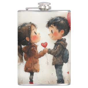 Schattig Waterverf Stel Hart Ballon Romantische Li Heupfles