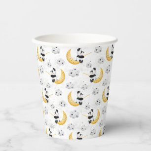 Schattig Waterverf Visser Panda Patroon Verjaardag Papieren Bekers