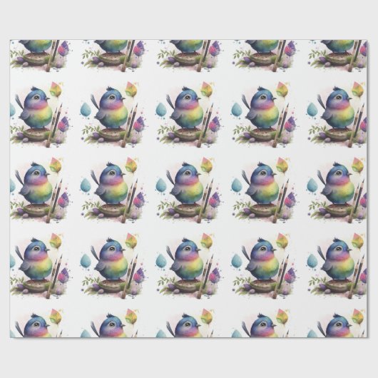 Schattig Waterverf vogelwikkelpapier Cadeaupapier (Vlak)