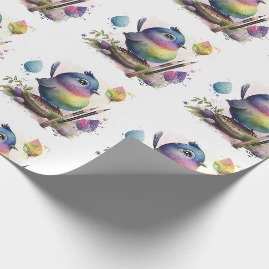 Schattig Waterverf vogelwikkelpapier Cadeaupapier (Hoek)