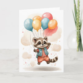 Schattig Waterverf Wasbeer Jackpot Ballonnen Blanc Kaart