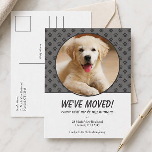Schattig We Zijn Verhuisd Persoonlijke Hond Foto A Briefkaart