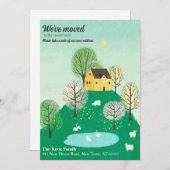 Schattig We zijn verhuisd | Platteland | Meerhuis Aankondiging (Voorkant / Achterkant)