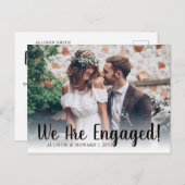 Schattig We Zijn Verloofd Foto Script Verloving Fe Aankondigingskaart (Voorkant / Achterkant)