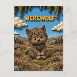 Schattig weerwolfbaby, mythisch briefkaart
