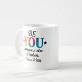 Schattig WEES JEZELF! Inspirerende quote Koffiemok (Voorkant links)