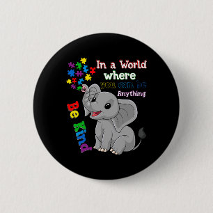 Schattig Wees Vriendelijk Olifant En Puzzelstuk Au Ronde Button 5,7 Cm