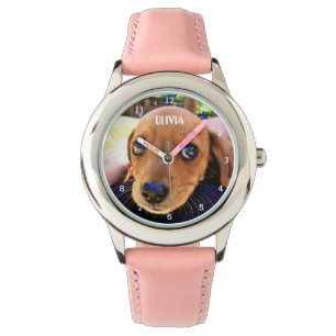 Schattig Weiner Dachshund Hondenpuppy Dier Meisje  Horloge