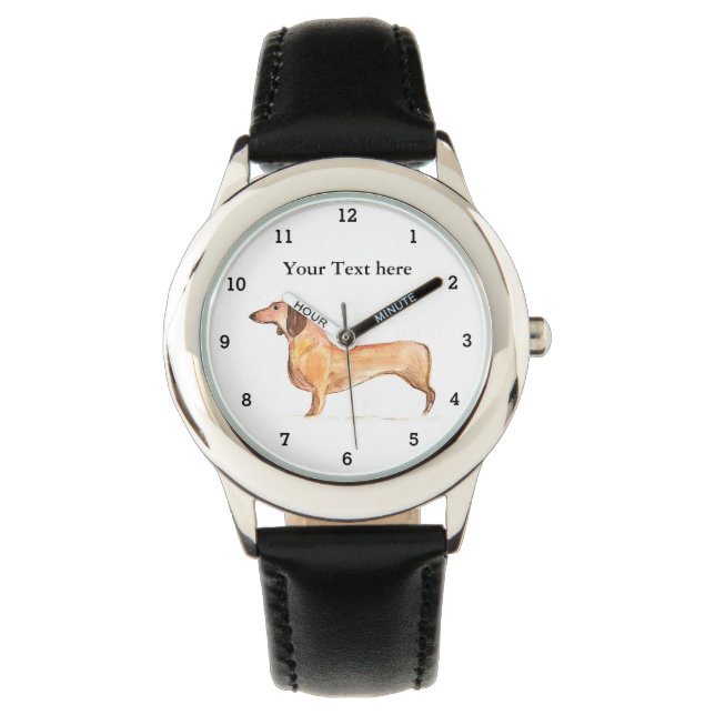 Schattig Weiner Dachshund Hondenpuppy Dier Meisje  Horloge (Voorkant)