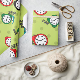 Schattig wekker groen rood blauw omslagpapier cadeaupapier