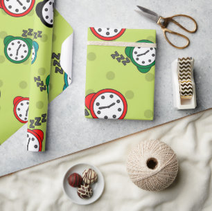 Schattig wekker groen rood blauw omslagpapier cadeaupapier