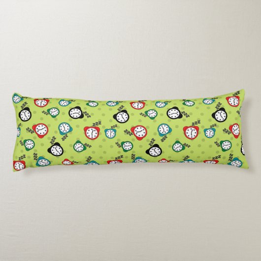 Schattig wekker groen rood patroon lichaamskussen (Achterkant)