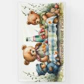 schattig welkome picknick-beren spandoek (Verticaal)