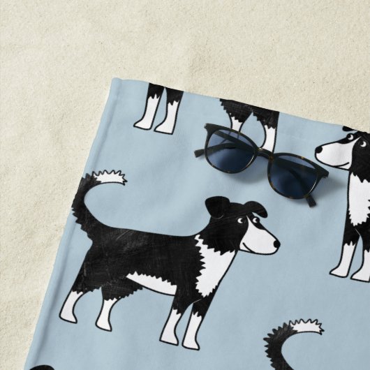 Schattig Welsh Border Collie Sheep Dog Patroon Strandlaken (In situ)