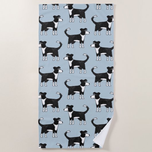 Schattig Welsh Border Collie Sheep Dog Patroon Strandlaken (Voorkant)