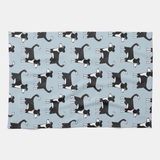 Schattig Welsh Border Collie Sheep Dog Patroon Theedoek (Horizontaal)