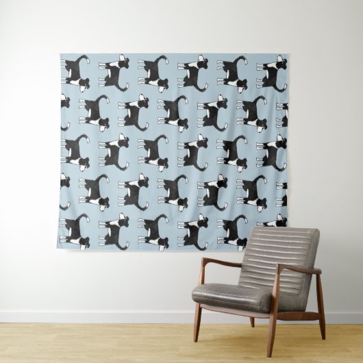 Schattig Welsh Border Collie Sheep Dog Patroon Wandkleed (In Situ (horizontaal))
