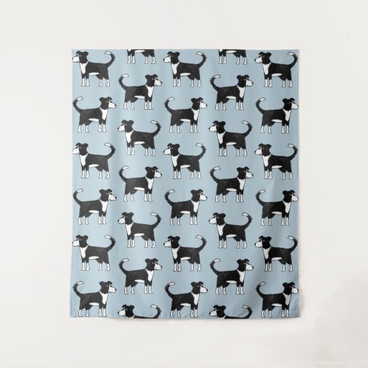 Schattig Welsh Border Collie Sheep Dog Patroon Wandkleed (Voorkant)