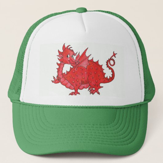 Schattig Welsh Red Dragon Trucker Hoed Pet (Voorkant)