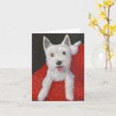 Schattig Wenskaart Westie Kaart (Gele Bloem)
