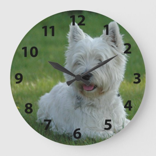 Schattig West Highland Terrier Grote Klok (Voorkant)