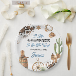 Schattig westers thema jongens babyshower papieren bordje