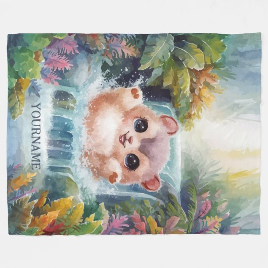 Schattig wezen spatten in magische waterval fleece deken (Voorkant (Horizontaal))