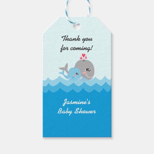 Schattig Whale Boy Baby shower Cadeaulabel (Voorkant)