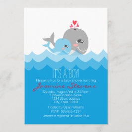 Schattig Whale Boy Baby shower Kaart