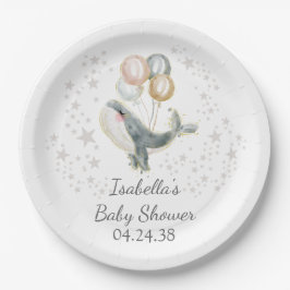Schattig Whale Boy Baby shower Papieren Bordje