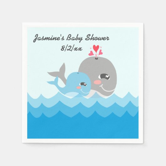 Schattig Whale Boy Baby shower Servetten (Voorkant)
