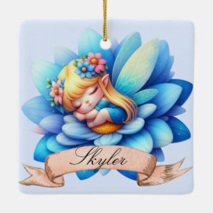 Schattig Whimsical Bloemige Zoete Dromen Slaapfee Keramisch Ornament