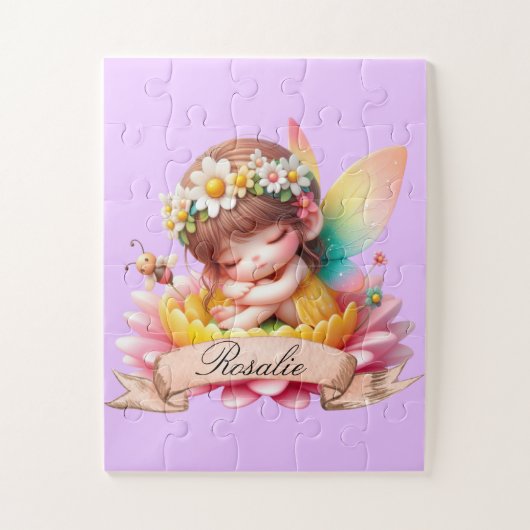 Schattig Whimsical Bloemige Zoete Dromen Slaapfee Legpuzzel (Verticaal)