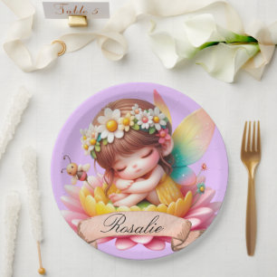 Schattig Whimsical Bloemige Zoete Dromen Slaapfee Papieren Bordje