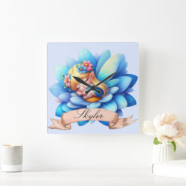 Schattig Whimsical Bloemige Zoete Dromen Slaapfee Vierkante Klok