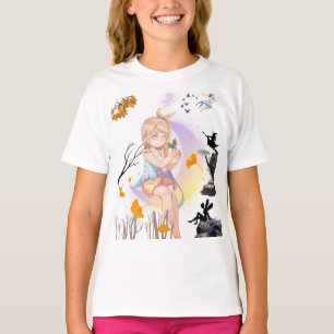 Schattig Whimsical Feeënmeisje Magische Natuur Gra T-shirt