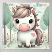 Schattig Whimsical Forest Friend Pony Poster (Voorkant)