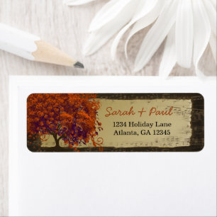 Schattig Whimsical Hart Blad Donker Koraal Boom Etiket