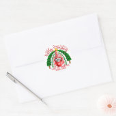 Schattig Whimsical Kabouter Vrolijk Kerstboom Rege Ronde Sticker (Envelop)