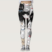 Schattig Whimsical Kat Patroon Leggings (Voorkant)