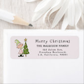 Schattig Whimsical Kerst Roze Elf Retouradres Etiket (Insitu)