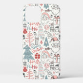 Schattig Whimsical Kerstman Kerstboom Patroon Roze Case-Mate iPhone Case (Achterkant)