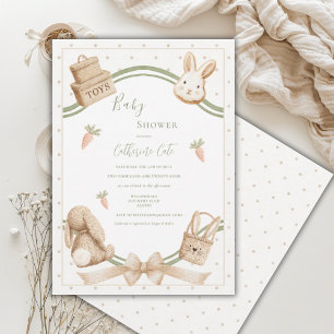 Schattig  Whimsical Konijn Vintage Rustieke Baby S Kaart