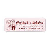 Schattig Whimsical Koppel Doodle | Monogram Huweli Etiket (Voorkant)