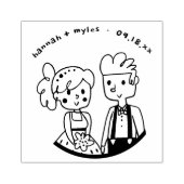 Schattig Whimsical Koppel Doodle | Monogram Huweli Rubberstempel (Afrduk)