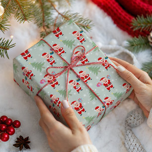Schattig Whimsical Merry Christmas Varkens Patroon Cadeaupapier