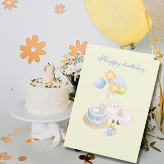 Schattig whimsical Pastel Lam Verjaardagsontwerp Kaart