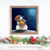 Schattig Whimsical Sneeuwmannen Koppel Winter Poster