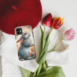 Schattig Whimsical Waterverf Konijn Bloem Case-Mate iPhone Case
