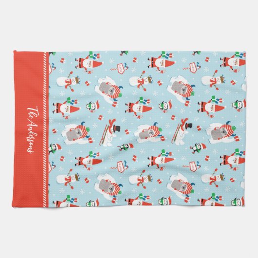 Schattig Whimsical Winter Kerstmis Theedoek (Horizontaal)